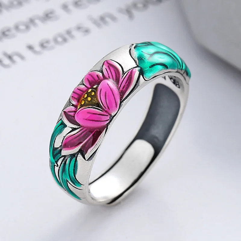 

rings for women free shipping Sterling silver 925 original ring colorful flowers selling new in Women's 2022 Silver 925 rings