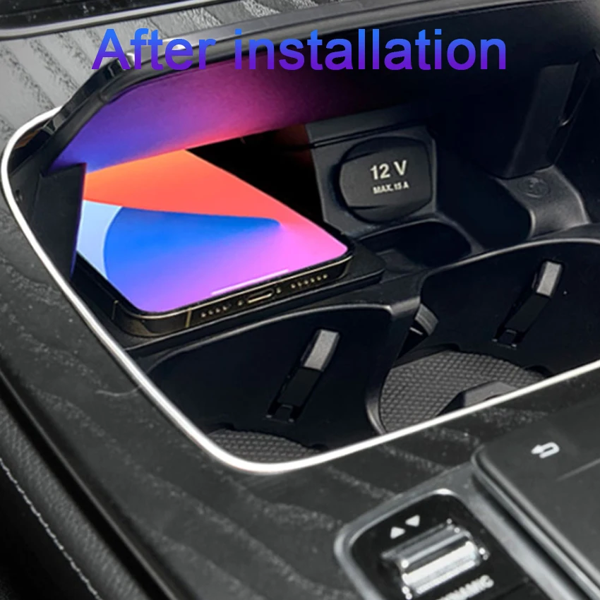 Фото Беспроводное зарядное устройство QI Fast Phone, автомобильные аксессуары для Mercedes-Benz MB E Class Coupe E260 E300 E200 2016-2024, автомобильное индукционное зарядное устройство №3