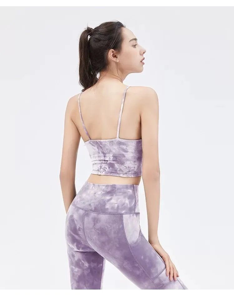 

Женский спортивный бюстгальтер Tie-dye, женские бюстгальтеры для йоги, одежда для фитнеса, топы для бега, спортивная одежда, уличный бюстгальте...