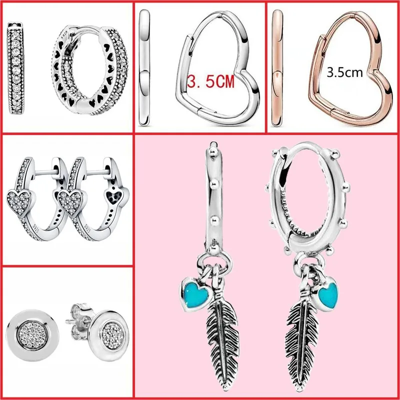 

2022 New S925 Silver Color Earrings Flower Daisy Heart Trend Earrings For Women Jewelry Ear Studs Fit Original Pandora Me Charm