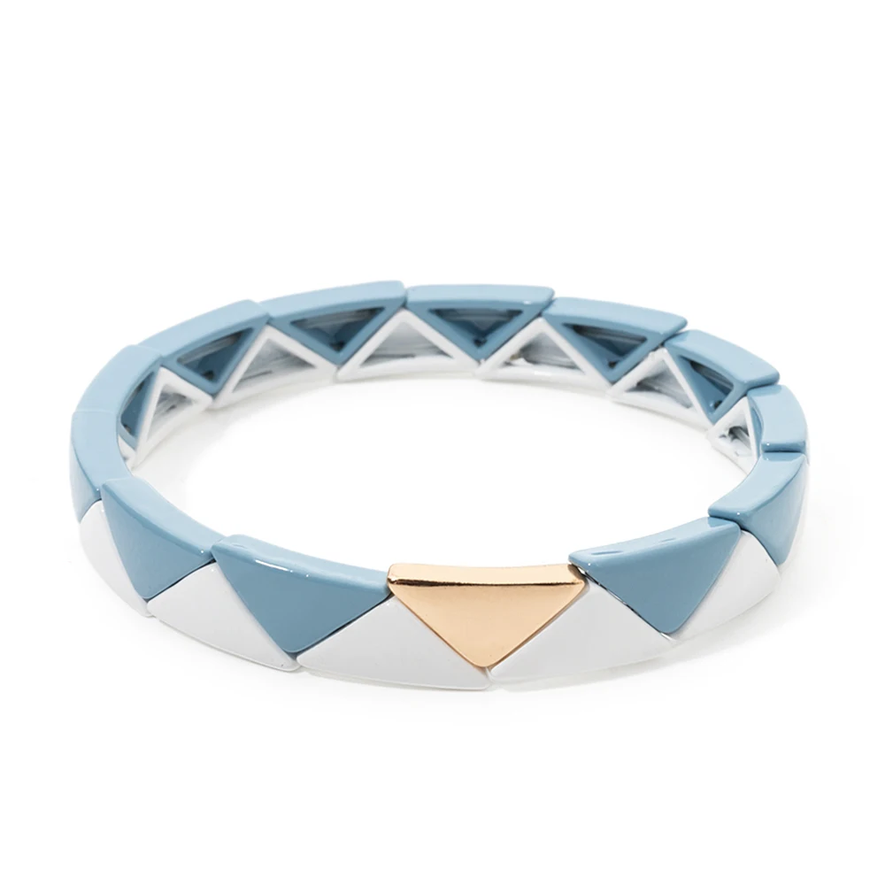 Женские эмалированные треугольные браслеты цветные бусины 2024x13 мм эластичный