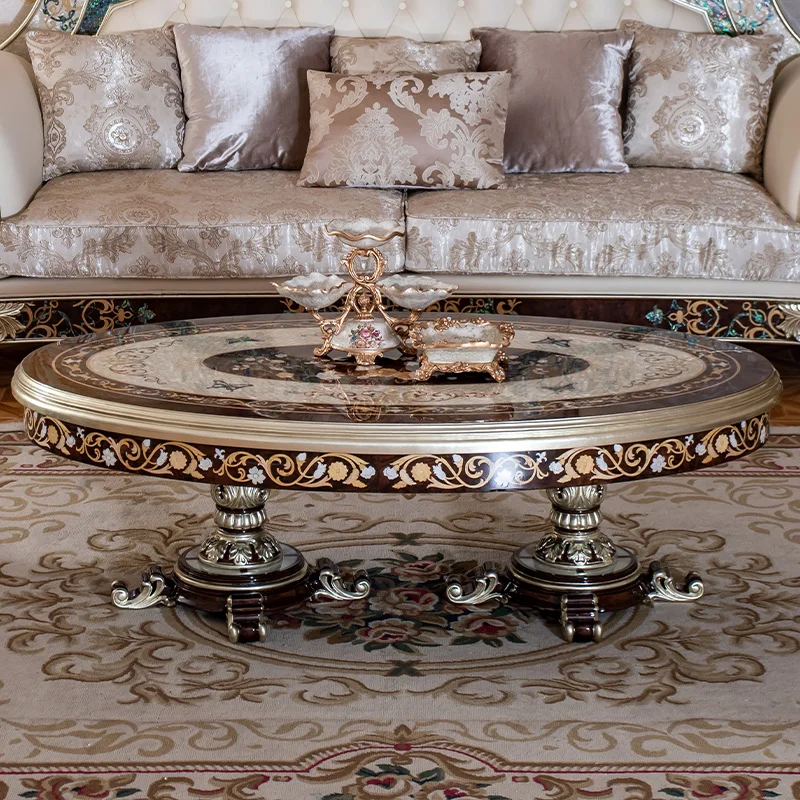 

European Tea Table Solid Wood Carved Scented Tea Several Court Luxury Tea Table Villa Living Room Furniture Customization Basse