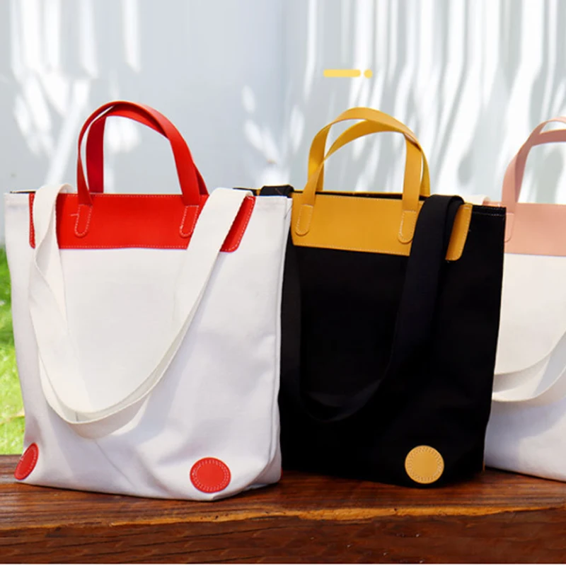 

Женская Холщовая Сумка, черно-белая вместительная сумочка на плечо, тоут