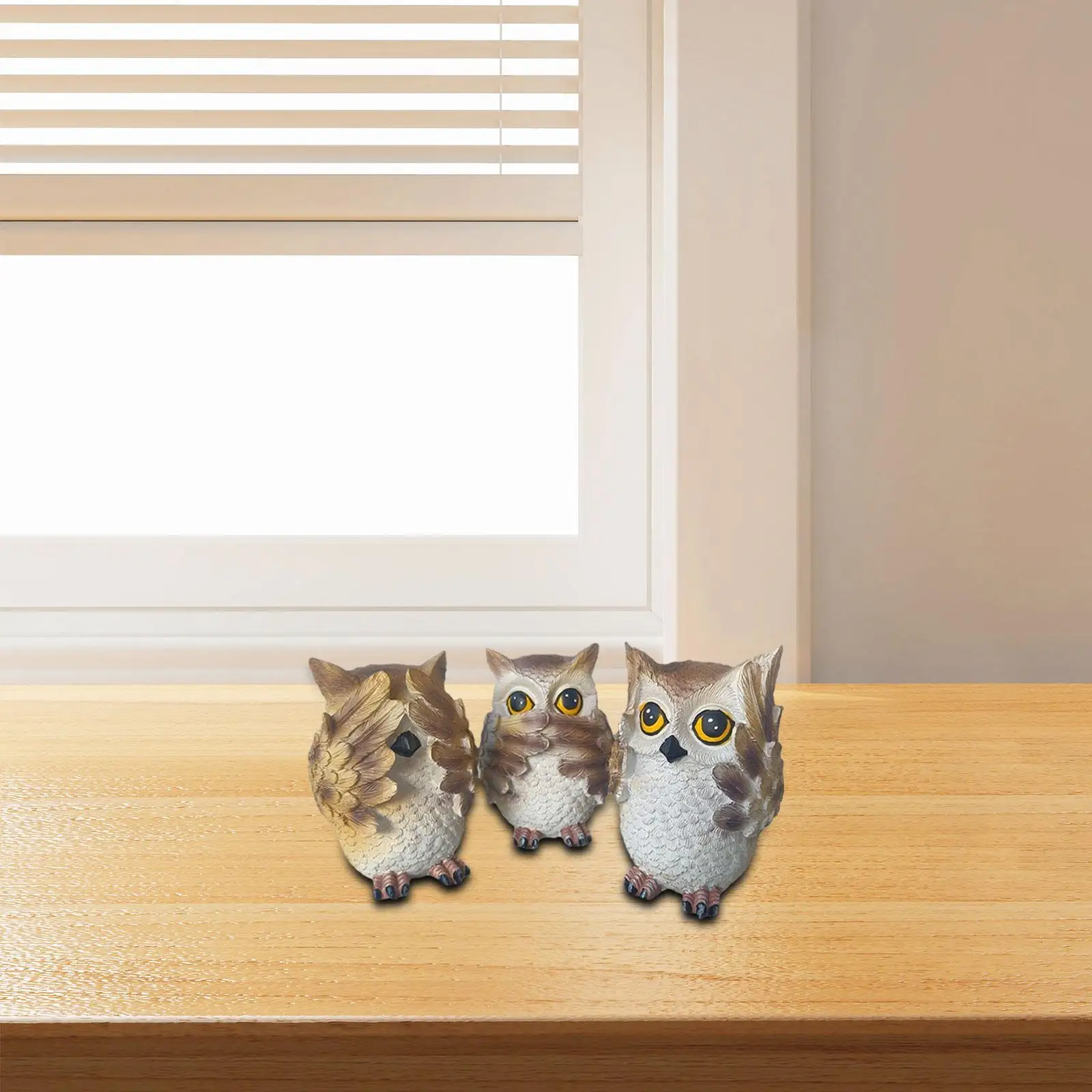 3-х шт. статуи совы коллекционные скульптуры из смолы для внутреннего садового
