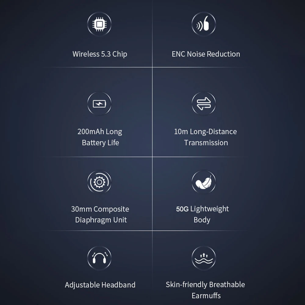Головная гарнитура с микрофоном BT V5.3 Беспроводные Hi-Fi наушники для водителя