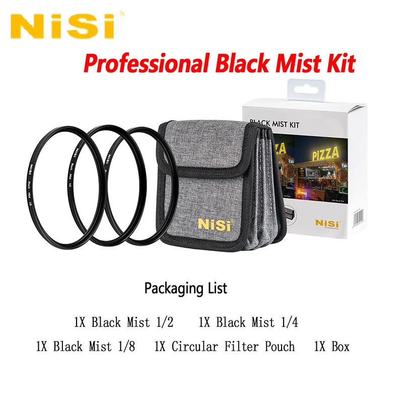 

NiSi 52mm Black Mist Kit/Professional Black Mist Kit 49mm 52mm 67mm 72mm 77mm 82mm 95mm 1/2 1/4 1/8 Filters Set