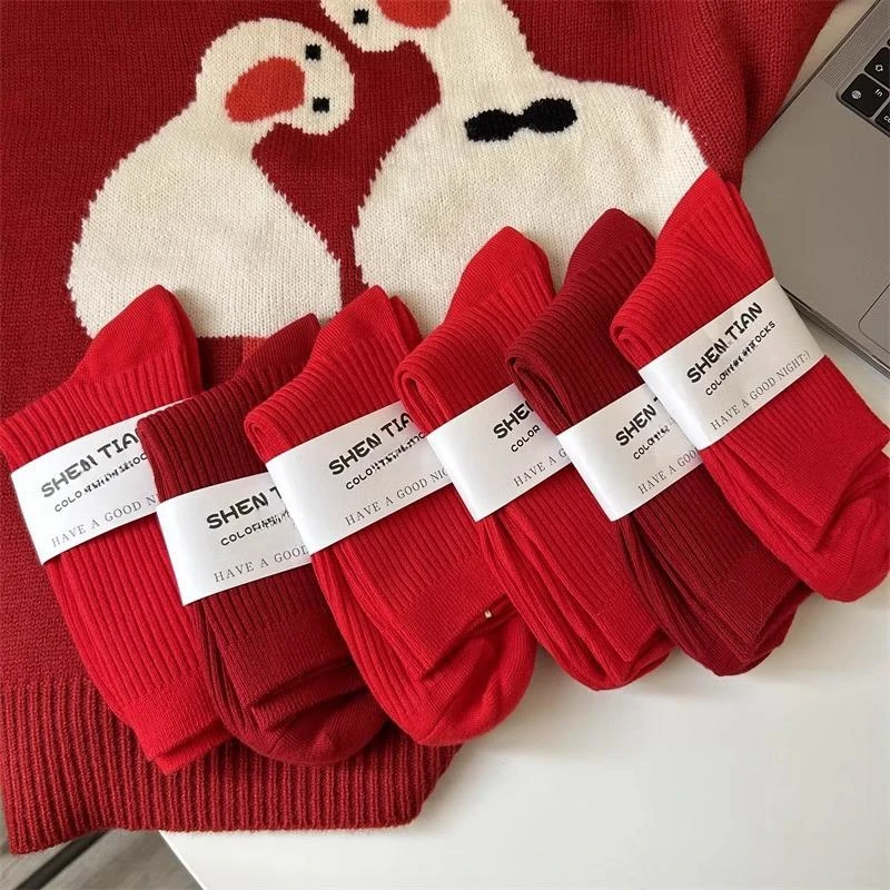 2 пары красных носков для пар мужские и женские новогодние хлопковые носки 2025