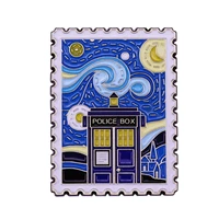 time machine stamps under the stars fashionable creative cartoon brooch lovely enamel badge clothing accessories