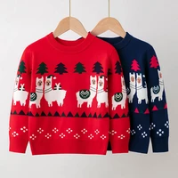 childrens cartoon christmas double deer sweater o neck unisex pullover kawaii sweater baby girls thick wiarm winter clothes