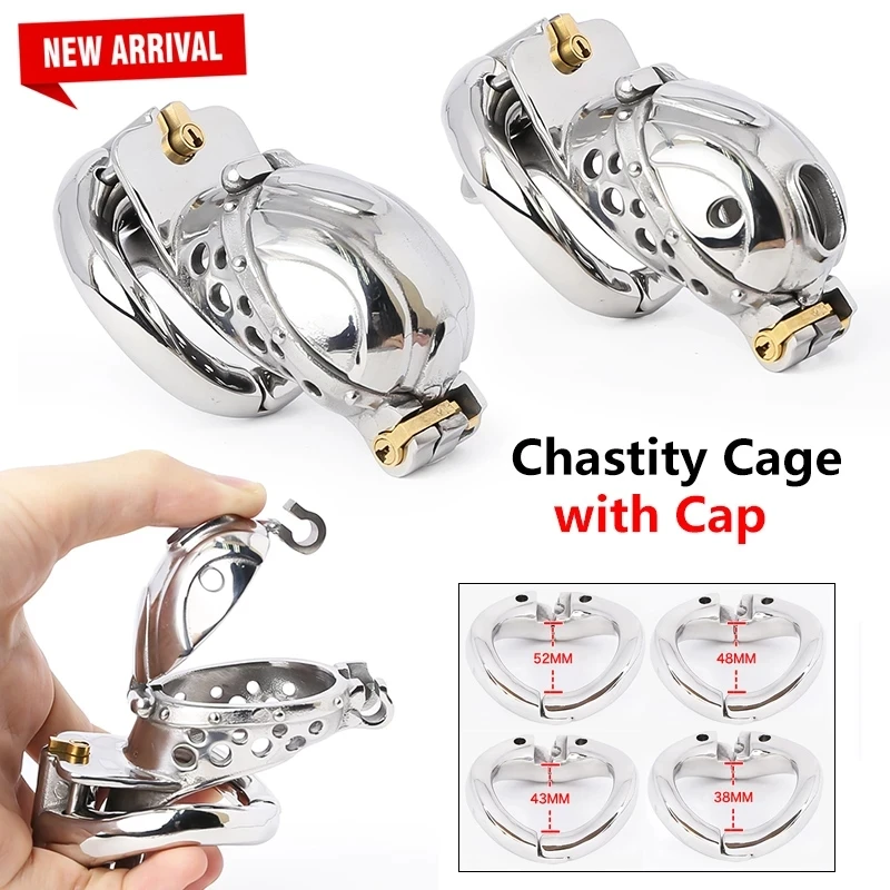 

BDSM Openable Stainless Steel Chastity Cages With Cap Cock Cage Penis Ring Quick Disassemble Cap Flip Device Sex Toys For Men