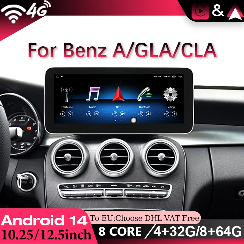 Android 14 автомобильный мультимедийный видеоплеер для Mercedes Benz A Class-W176 CLA-C117 GLA-X156 CARAuto