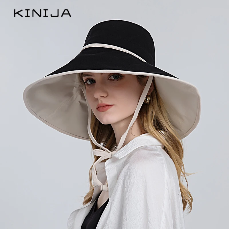 Summer Womens Hats Wide Brim Ladies Hats Beach Visor Hat Panama Fashion Hats for Women Sun Protection Uv Cap Bonnet Bucket Hat