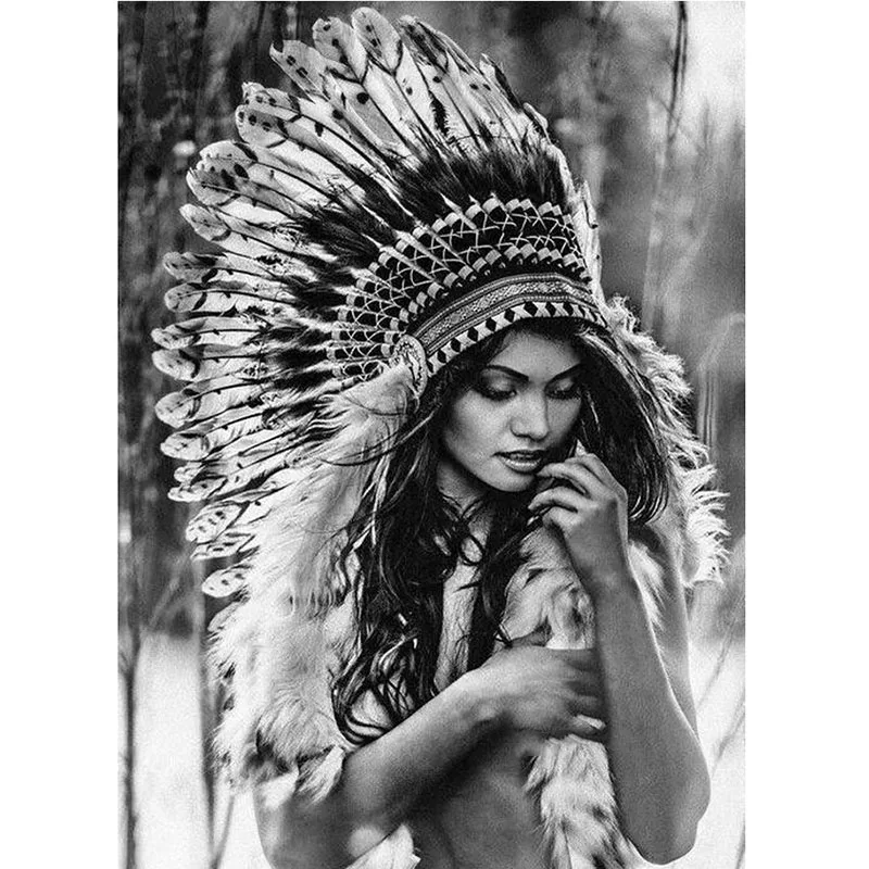 

Алмазная 5d картина «сделай сам», вышивка крестиком, Красивая индийская девушка, мозаика, домашний декор, черно-белая стена