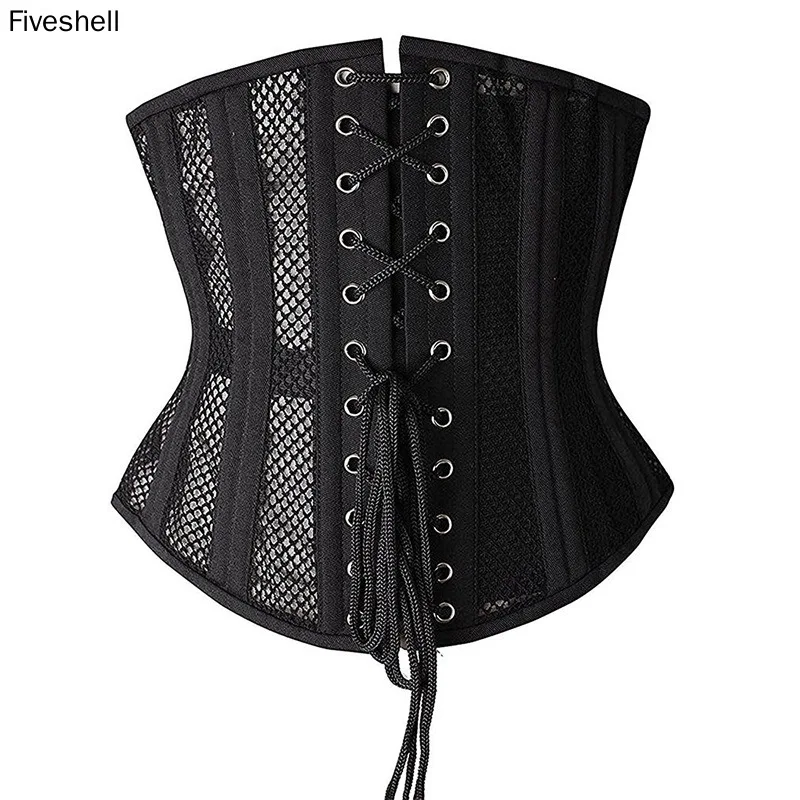 2022 Women's Double 24 Steel Boned Corset Mesh Breathable Waist Training Cincher Control Underbust Sexy Corset & Bustiers Top