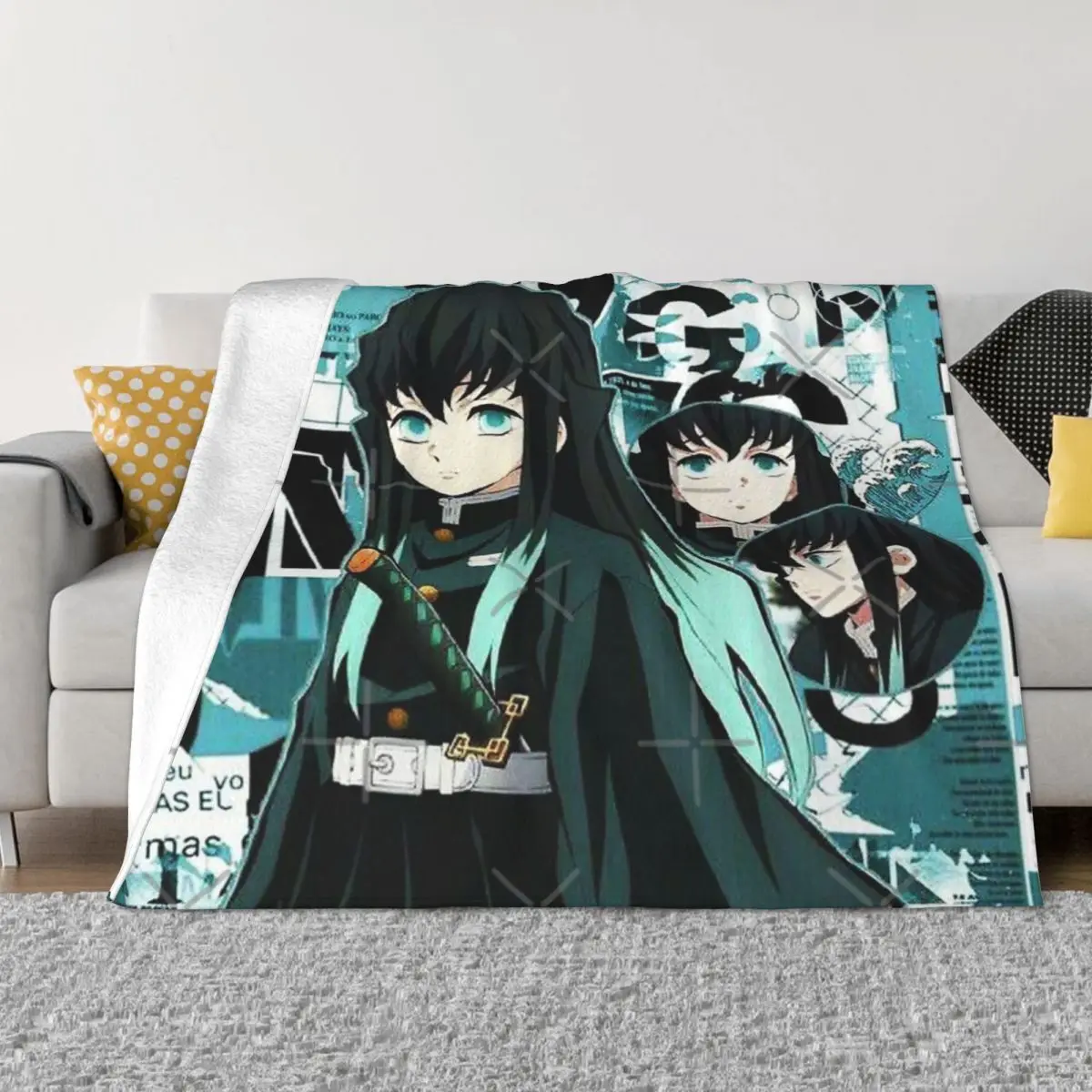 Плюшевые одеяла для кровати Muichiro Tokitou парные и пледы