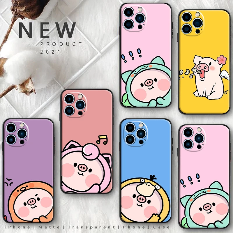 

Phone Case For iPhone 6 7 8 11 12 13 11 Pro 12mini XR XS 12 Pro MAX SE 2020 13 Pro Hot cartoon pig pet shell TPU Funda Soft TPU