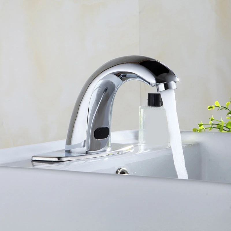 

Touchless Induction Water Faucet Full Copper Automatic Infrared Sensor Water Tap Hands Free Bathroom Faucet Water-saving
