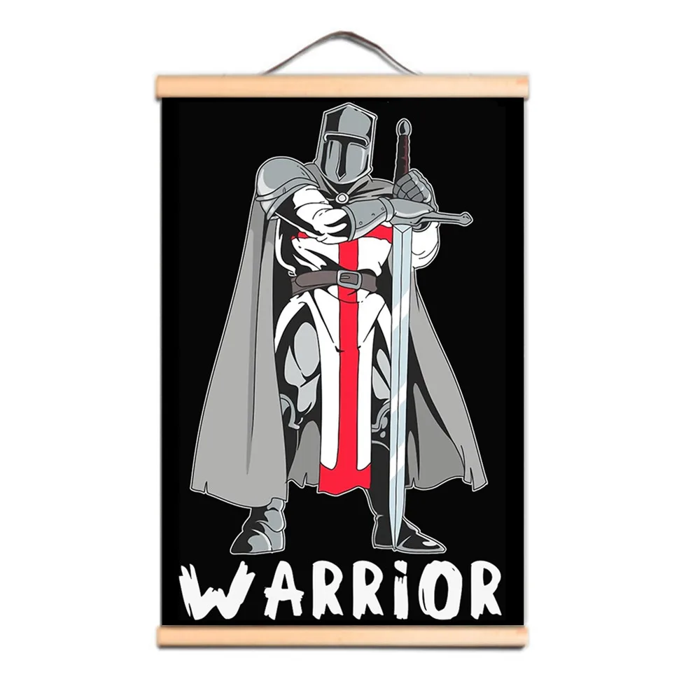 

Canvas Scroll Painting Wall Charts of Crusader Warrior Vintage Templar Knight Wall Art Poster for Room Dormitory Wall Decor G7