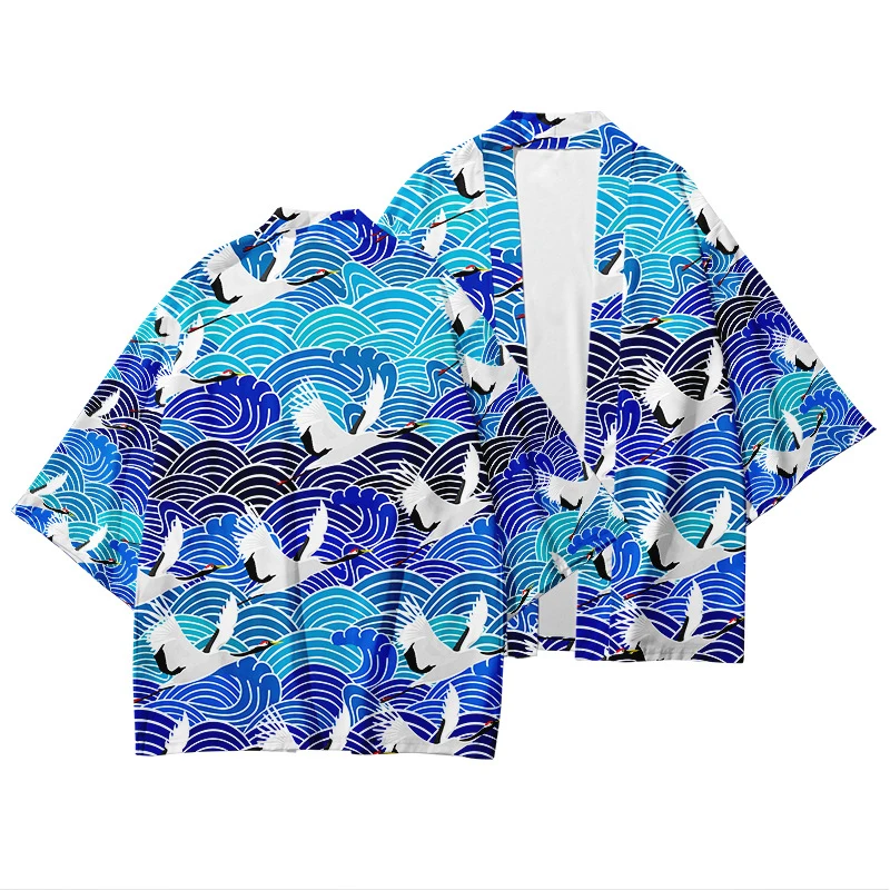 

Men's Japanese traditional ethnic kimono cardigan women's kimono Christmas elk pattern kimono bathrobe 8