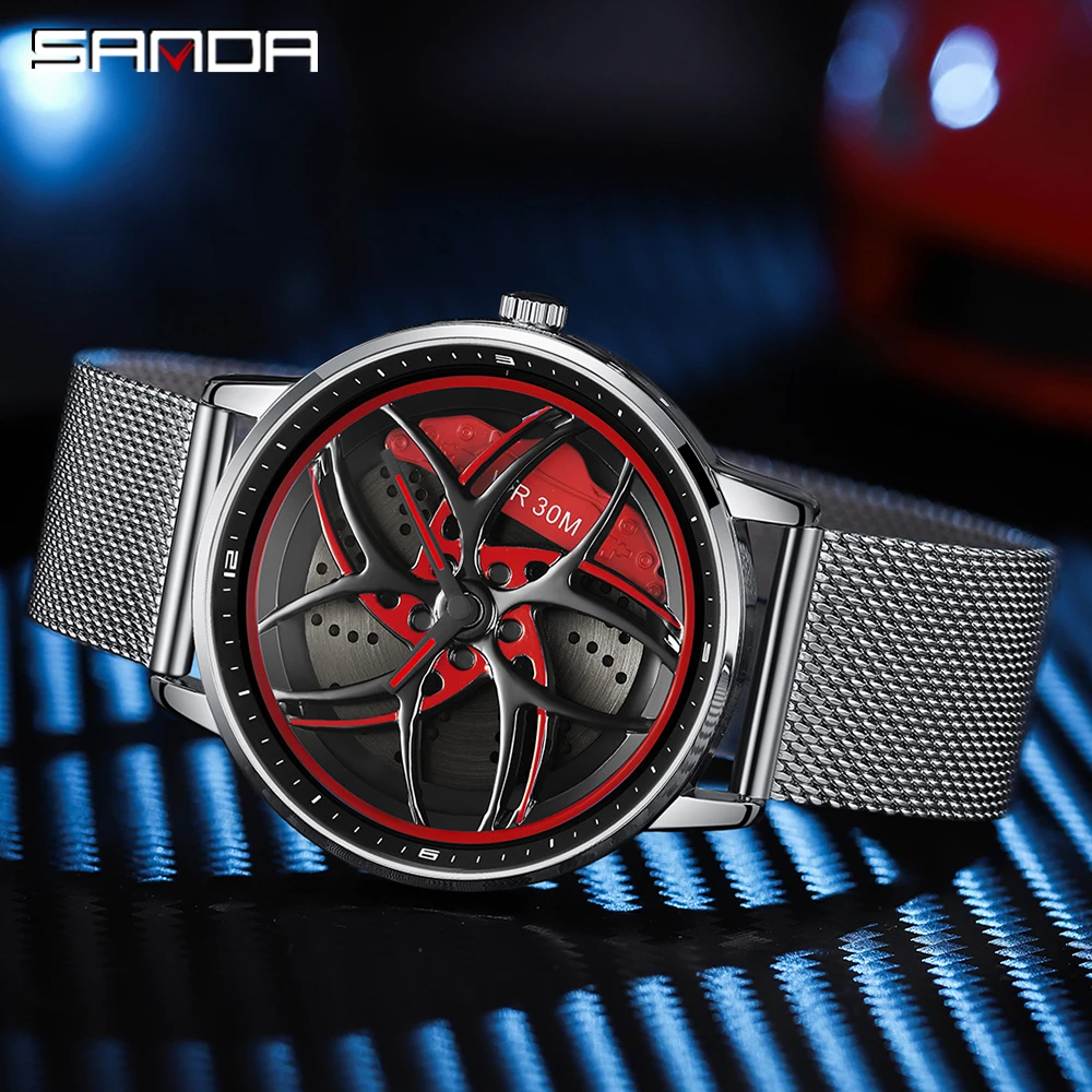 

Часы наручные мужские с вращающимся на 360 градусов стальным корпусом и сетчатым браслетом