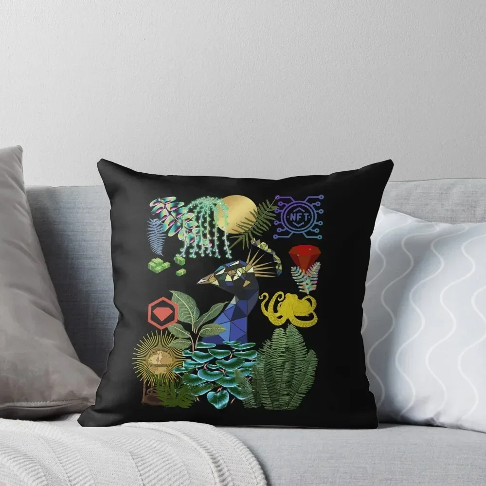 NFT's Peacock Crypto Jungle Millionaire Lifestyle Золотой Осьминог Рубиновая декоративная подушка