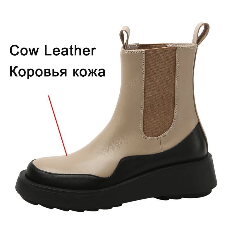 Женские ботинки Челси Taoffen из натуральной коровьей кожи на толстой нескользящей