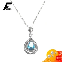 luxury silver 925 jewelry necklace water drop shape zircon gemstone pendant for women wedding engagement party gift accessories