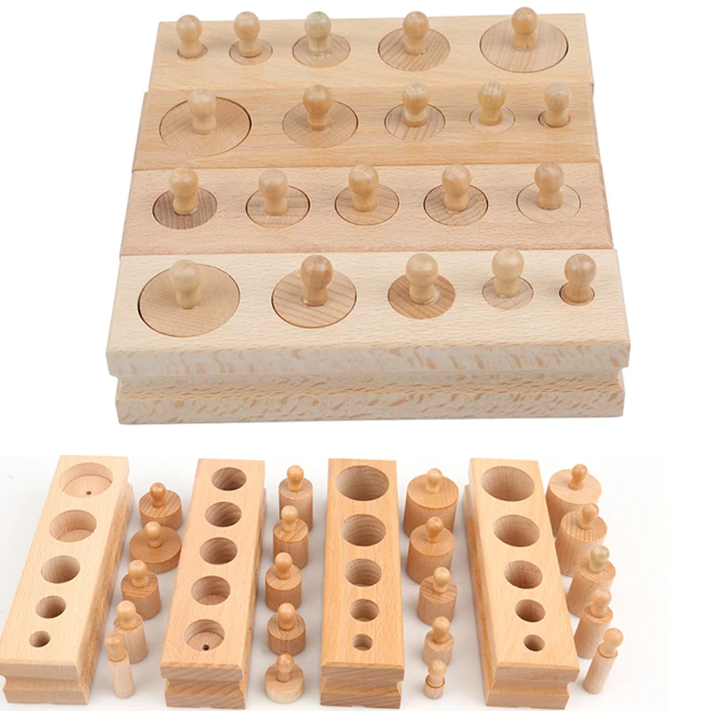 

Montessori Educational Wooden Toys For Children Cylinder Socket Blocks Toy Baby Development Practice and Senses Kid Gifts