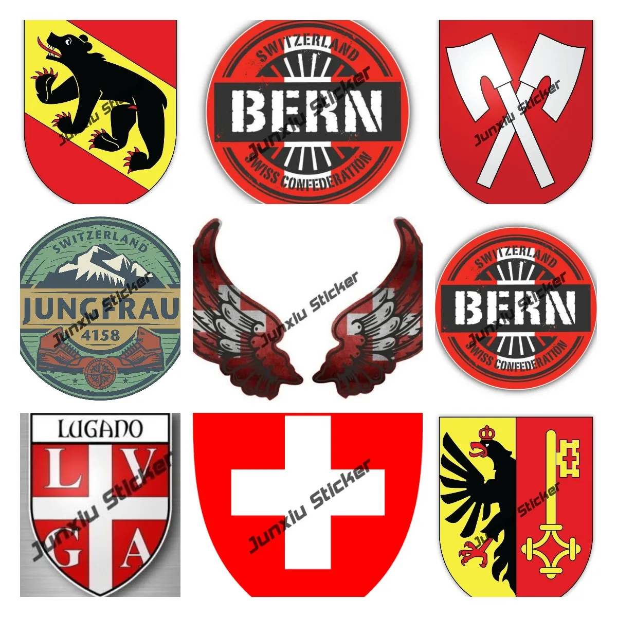 

Наклейка с изображением герба оружия Женева, Швейцария, овальные горы, Швейцария, джугфрау 4х, наклейка, наклейка с изображением национального флага