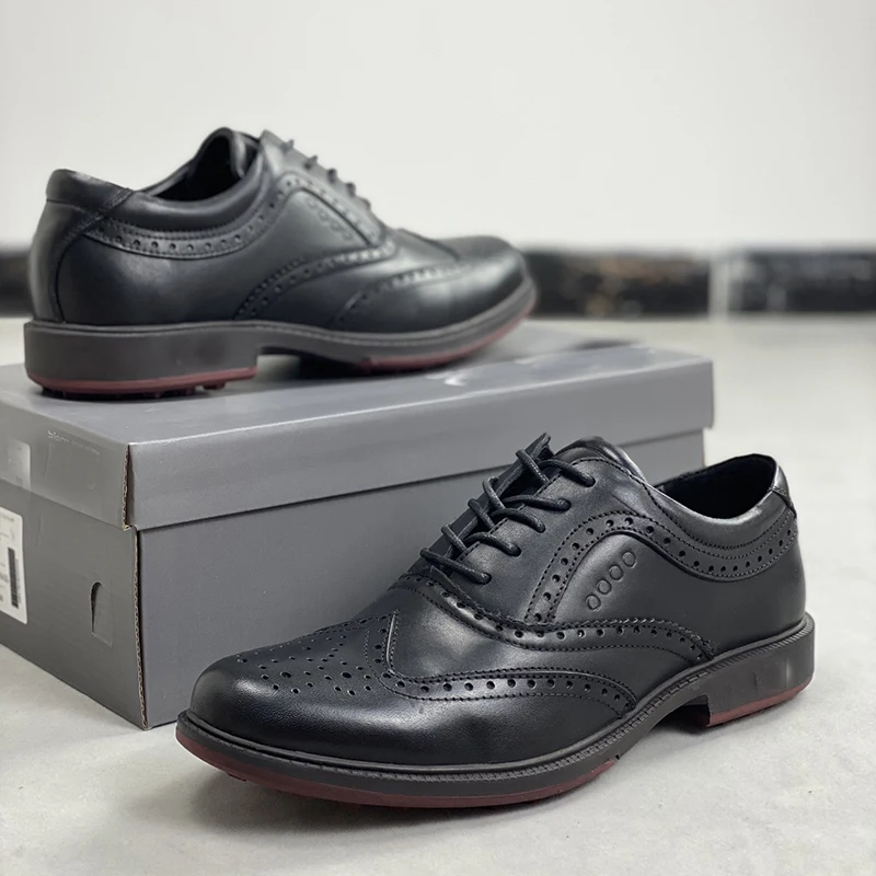 Genuine Leather Golf Shoes for Men Classic Black Golf Training Sneakers for Men Comfortable Leather Sport Trainers Golfing