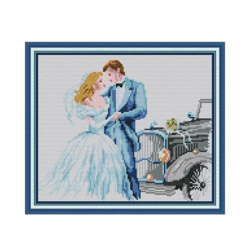 

Wedding 7 cross stitch kit bird winter snow 18ct 14ct 11ct count printed embroidery DIY handmade needlework craft free ship