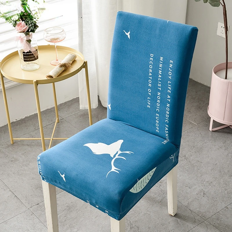 

4 Pcs Printed Elastic Rsetaurant Dining Room Chair Cover House Office Chaircover Increased Diagonal kitchen chairs