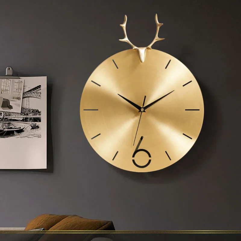 

Free Shipping Hands Wall Clock Personalised Mechanism Quiet Wall Clock Deer Aesthetic Wandklokken Decoration Home WW50WC
