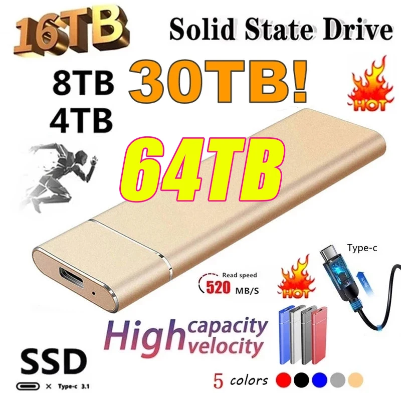 

Original Brand 30TB 26TB 18TB 10TB 4TB 2TB High-Speed Hard Disk External Mobile Hard Disk USB 3.1/Type-C Interface Mass Storage