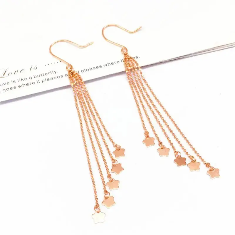 

Серьги-подвески женские из розового золота 585 пробы, с длинным глянцевым покрытием