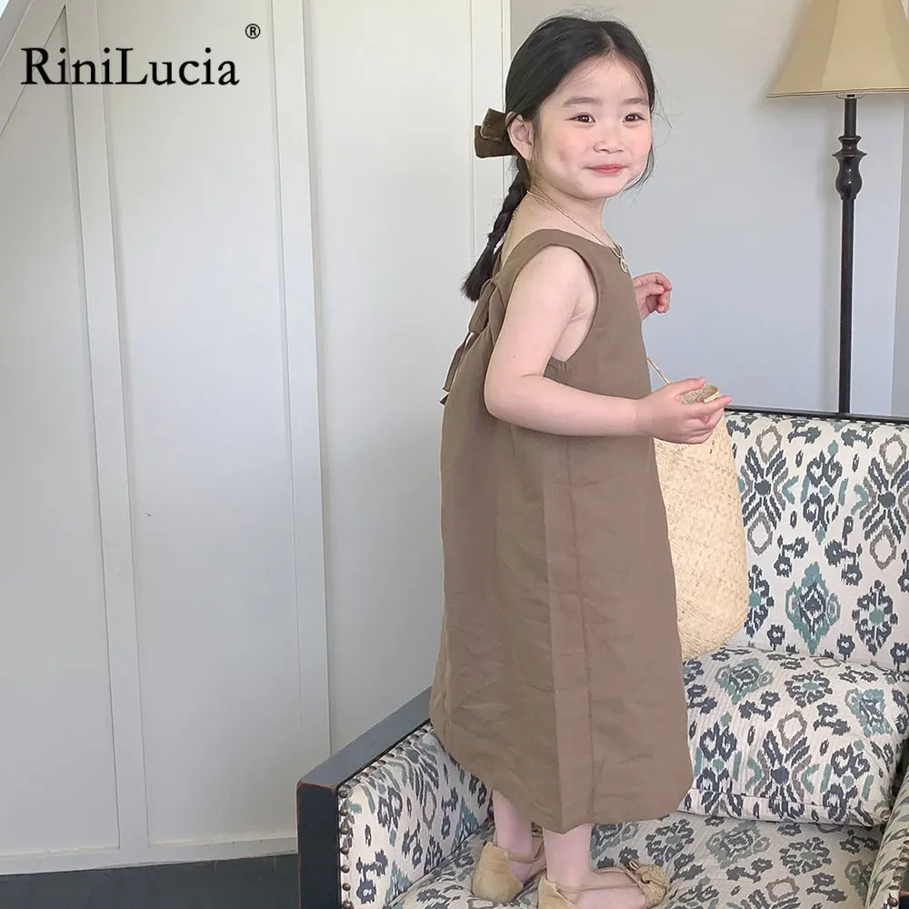 

Baby Girls Dress Solid Clothes Summer 2023 New Girls Princess Dress Sleeveless Loose Long Dress Children's Clothing