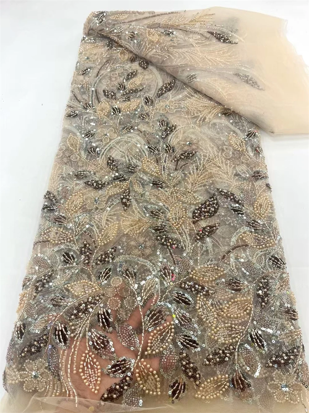 Роскошная африканская кружевная ткань с блестками и бисером 2024 высокое качество