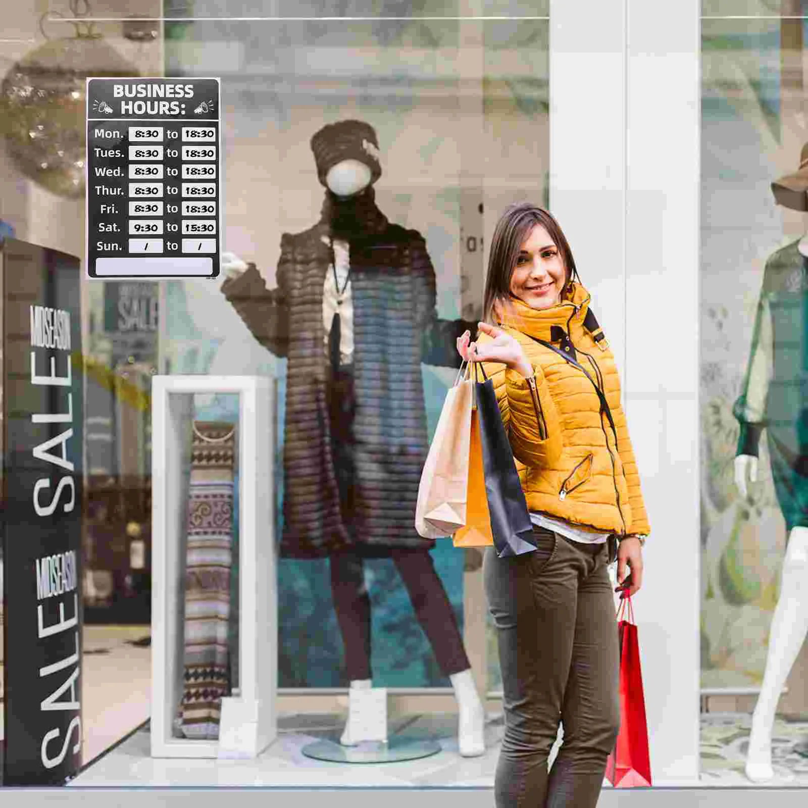 Знак деловых часов прочная клейкая наклейка из ПВХ для четкого времени открытия