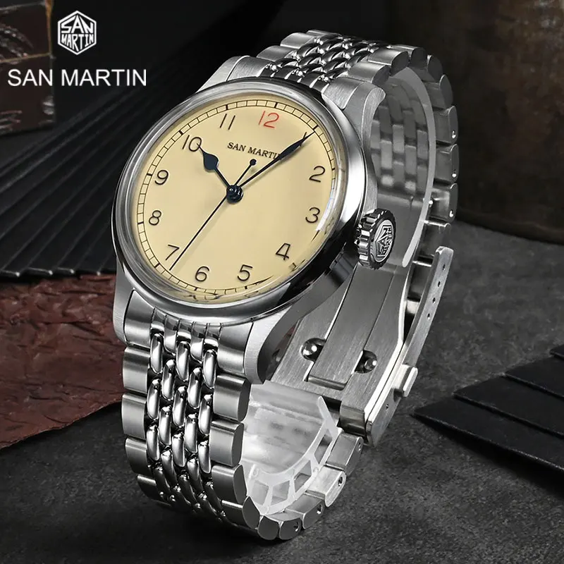 

Часы наручные San Martin Мужские автоматические, винтажные спортивные механические водонепроницаемые с сапфировым стеклом, 10 бар