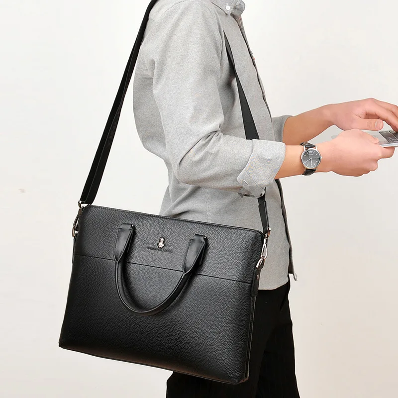 Luxury Genuine Leather Briefcase For Men Business Hang File Bag Cowhide Male Shoulder Messenger Bag Large Capacity Laptop Bag