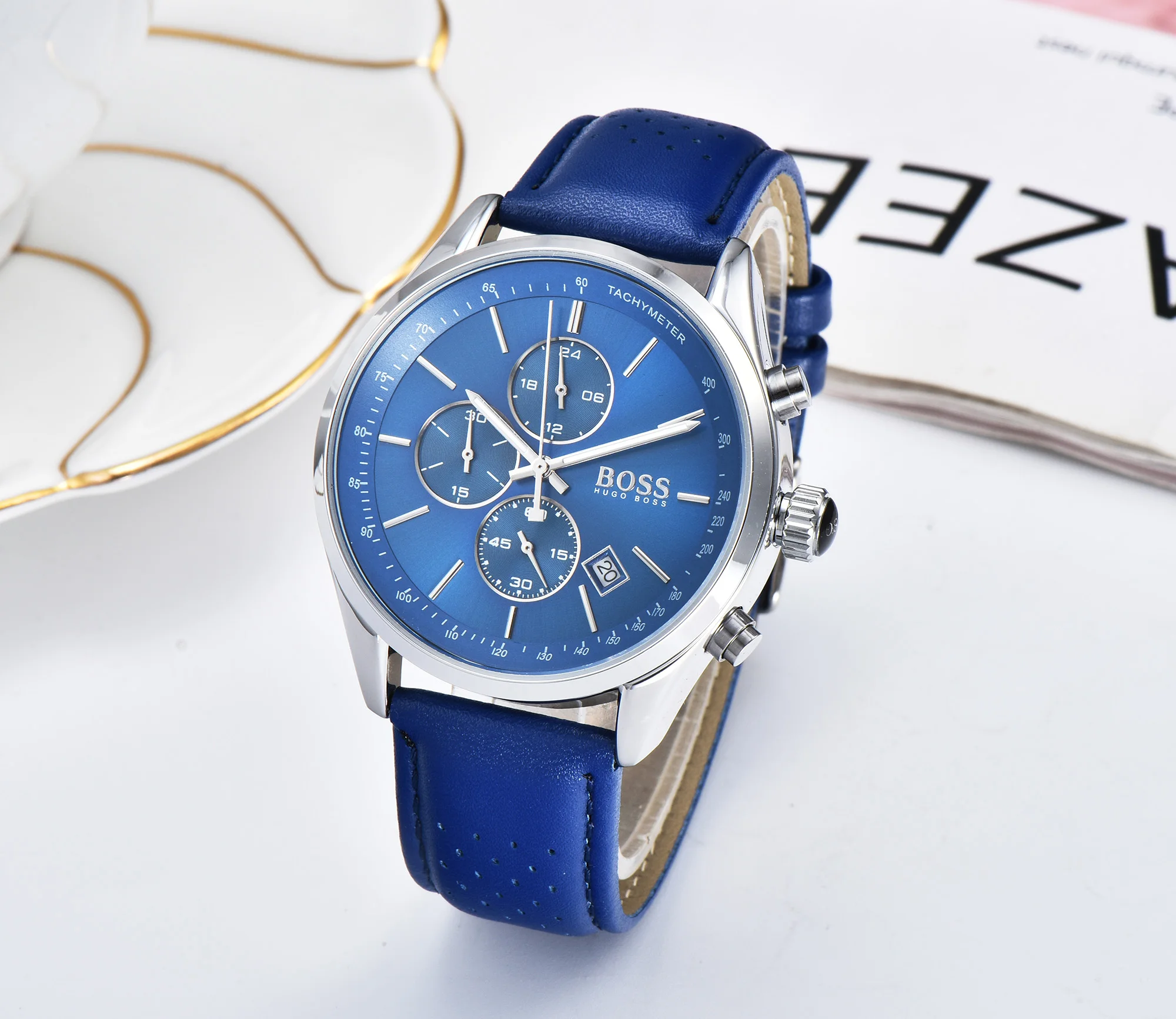 High Quality Hugo Boss Watches for Men Chronograph Top Belt Strap Business Fashion Wrist Watch Quartz Movement
