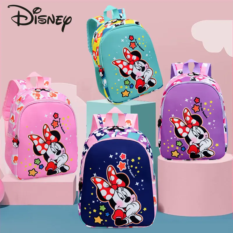 Disney Minnie New Girls' Backpack Fashionable High Quality Student Backpack Cartoon Leisure Multi Functional Student Backpack