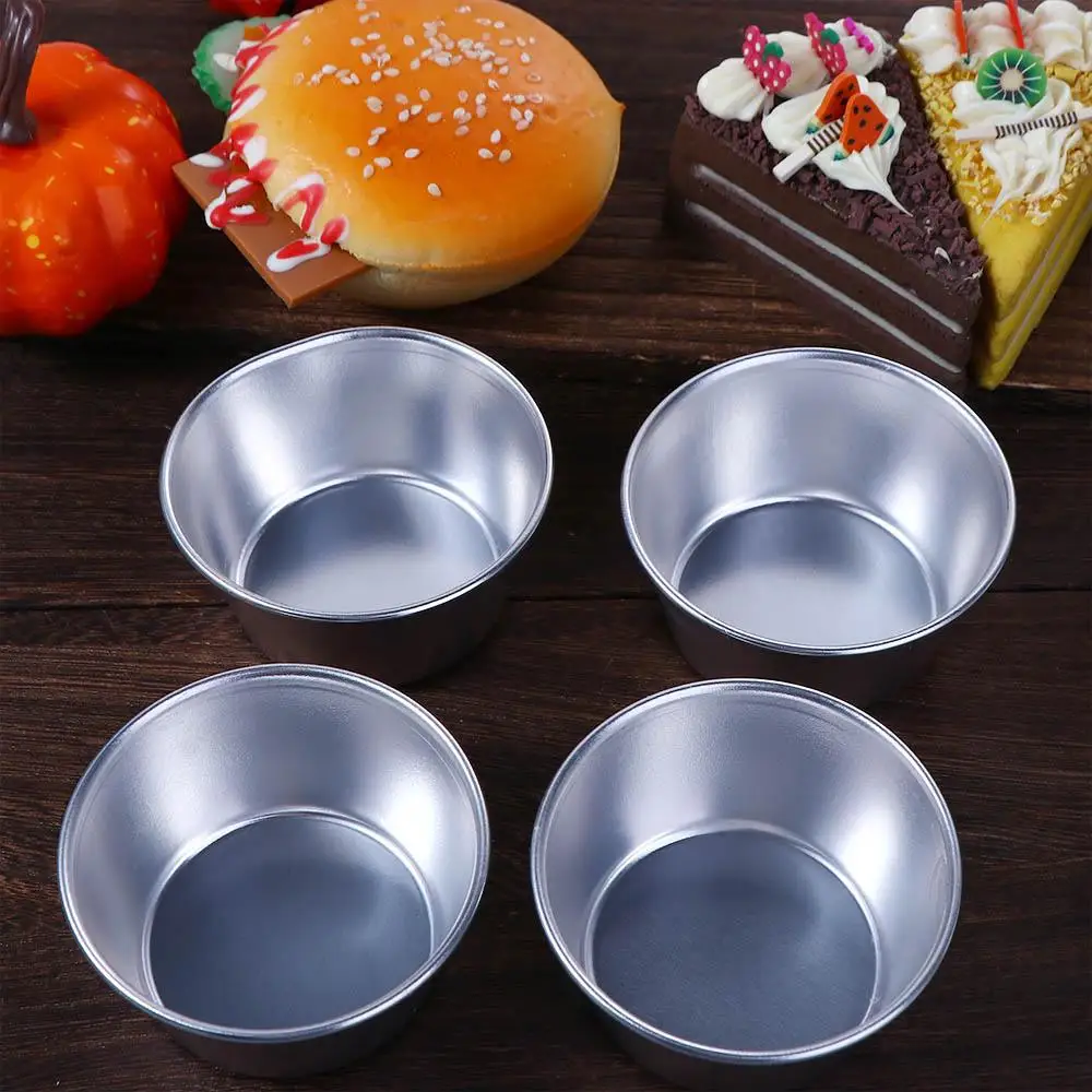 

4Pcs Non-stick Individual Aluminum Alloy Bakeware Tumblers Pudding Mould Egg Tart Mold Muffin Cup Baking Tool