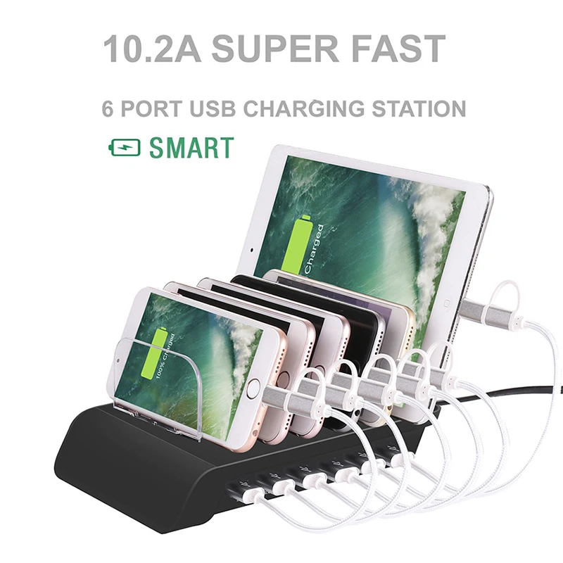 

6 Ports USB Charger HUB Desktop Charging Stand 2.4A Multi USB Charger Quick Charge EU Dock Station Power Adapter Charger US AU