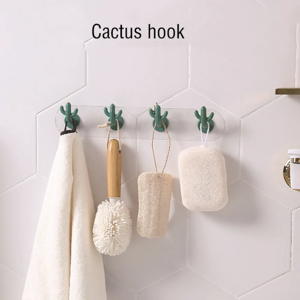 Creative tropical cactus hook, strong load-bearing door, coat and hat, nail free hook, kitchen bedroom wall, adhesive hook