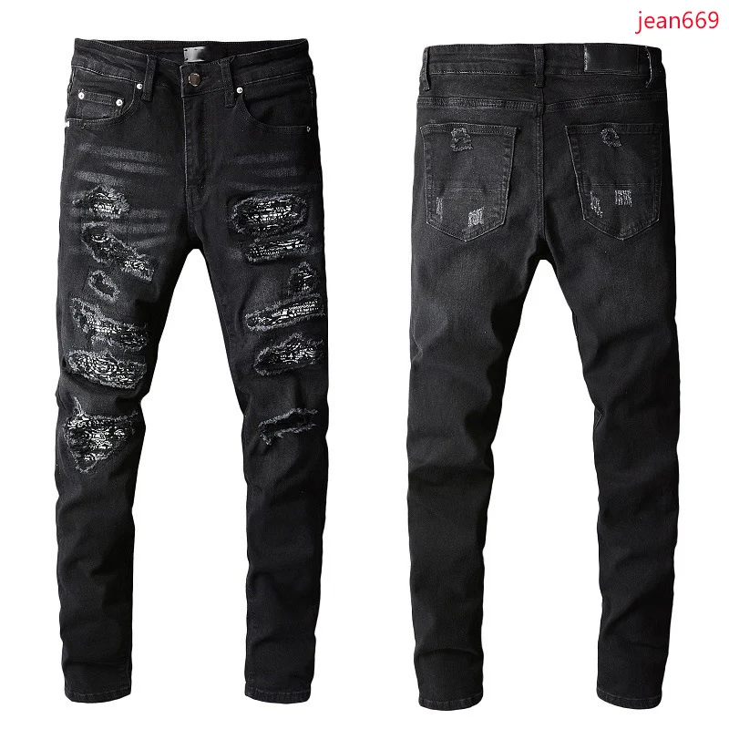 Harajuku Frayed Retro Korean Style Slimming Denim Trousers Mens High Street Ripped Distressed Casual Jeans Pants Light Blue