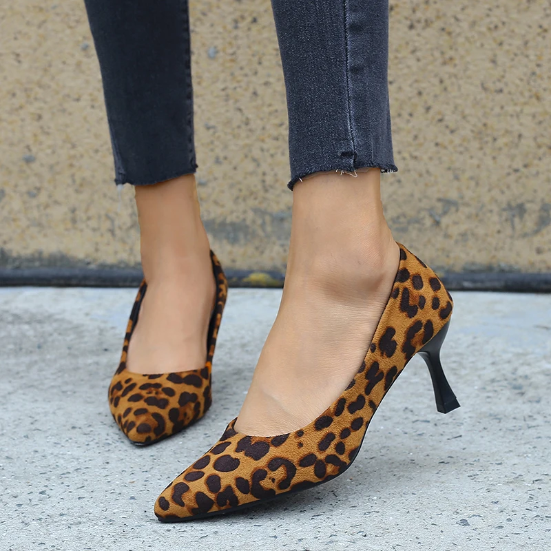 

Sexy Women Leopard Print High Heel Pumps 2022 Luxury Designer Pointed Toe Mature Ladies Office Shoes Female Party Stilettos Shoe