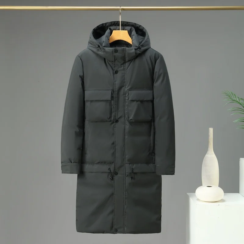

Parkas 2023 Men New Winter Long Thick Warm Hooded Jacket Coat Mens Down Cotton Outwear Outfits Classic Windproof Pocket Parka