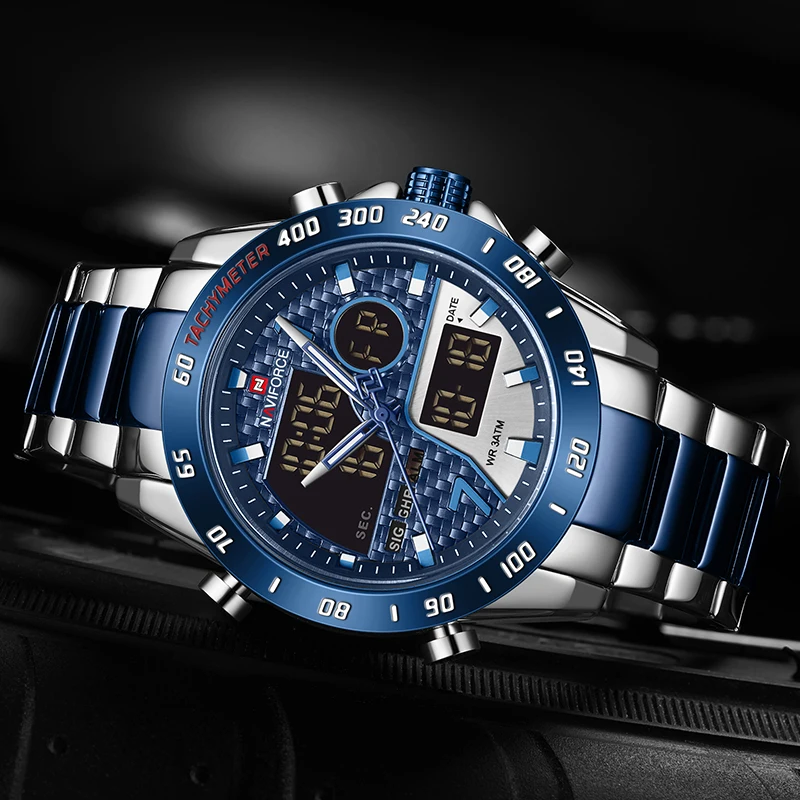 NAVIFORCE Luxury Brand Men's Wrist Watch Military Digital Sport Watches For Man Steel Strap Quartz Clock Male Relogio Masculino images - 6