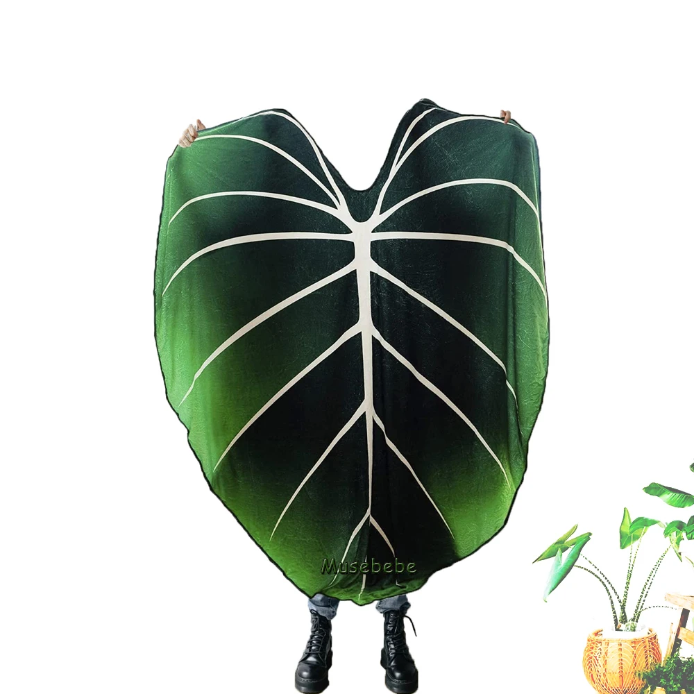 Super Soft Philodendron Gloriosum Printed Green Leaves Giant Blanket Fleece Cozy Leaf |